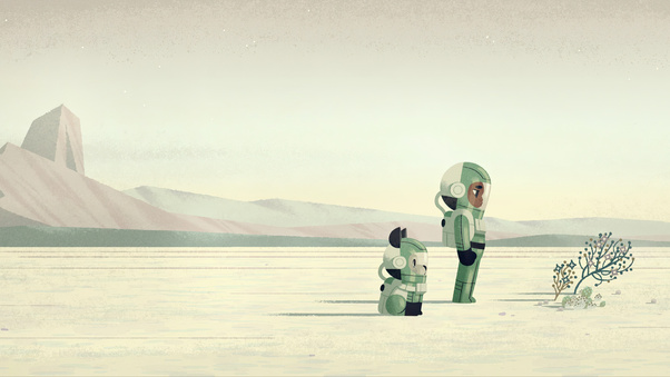 Space Explorer And Robot Dog (1920x1080) Resolution Wallpaper