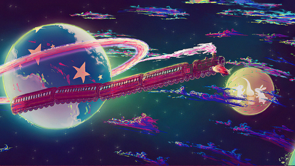 Space Train 4k Wallpaper