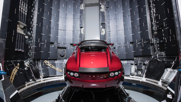Space X Tesla Roadster Waiting For Space Wallpaper