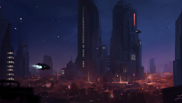 Spaceships City 4k Wallpaper