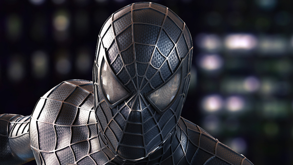 Spider Man Black Symbiote Suit Closeup 4k Wallpaper