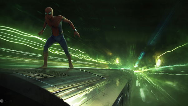 Spider Man Far From Home Light Speed Train Wallpaper