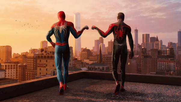 Spider Man Guides The Young Hero Wallpaper
