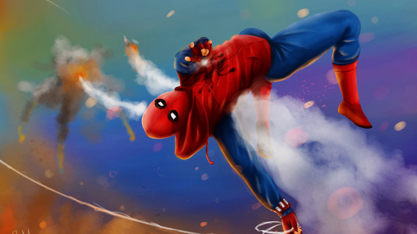 Spider Man Homemade Suit In Action Wallpaper