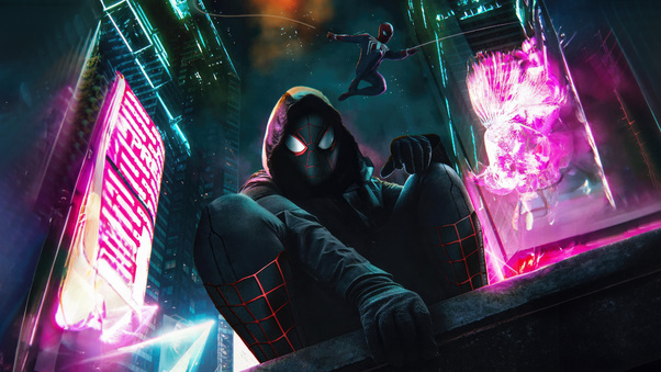 Spider Man In Cyber City Wallpaper