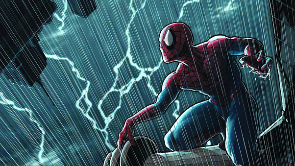 Spider Man In Rain Wallpaper