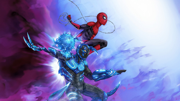 Spider Man Meets Blue Beetle Wallpaper