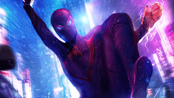 Spider Man Miles Neon Wallpaper