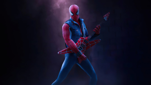 Spider Man Playing Guitar 4k Wallpaper