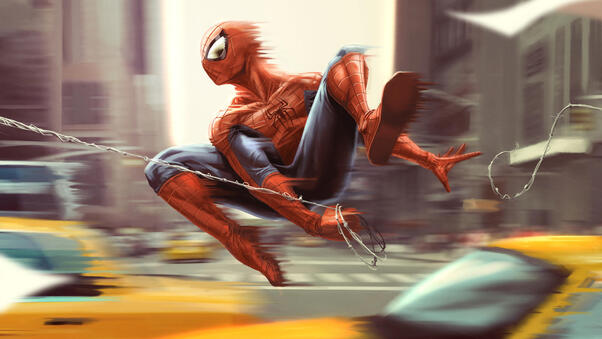 Spider Man Through Manhattan Wallpaper