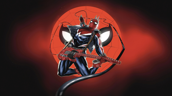 Spider Punk Energetic Web Slinging Wallpaper