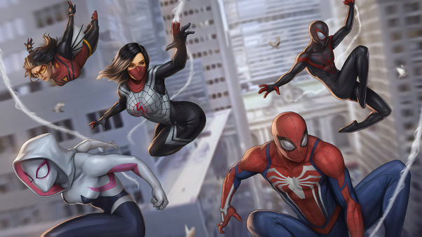 Spider Verse Gang Heroes Wallpaper