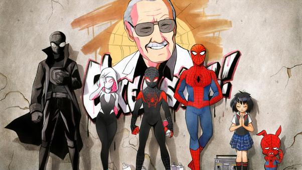 Spider Verse Stan Lee Tribute Wallpaper