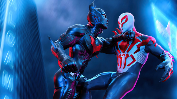 Spiderman 2077 Vs Batman Beyond 5k Wallpaper