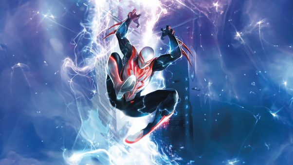 Spiderman 2099 Fighting Crime Before His Time Wallpaper