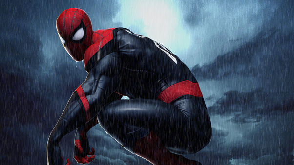 Spiderman 4k Raining Wallpaper