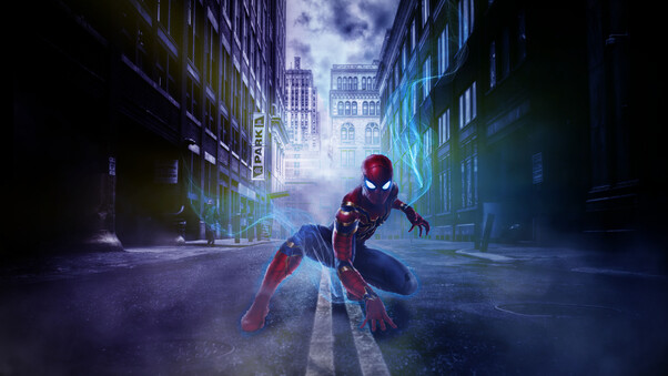 Spiderman Adventure In The Dark Streets Wallpaper