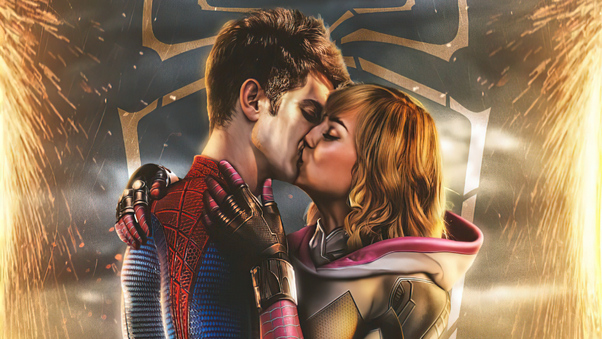 Spiderman And Gwen Stacy Kissing 4k Wallpaper