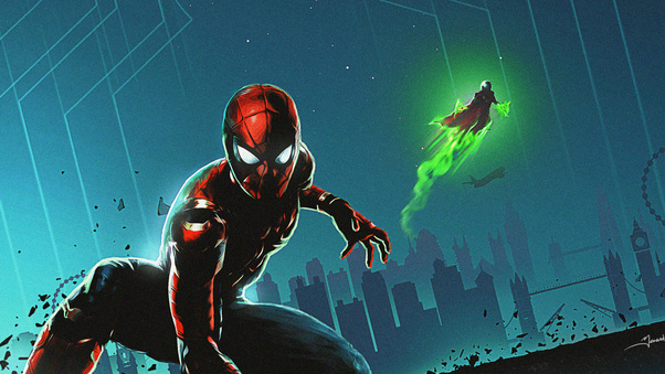 Spiderman And Mysterio New Art Wallpaper