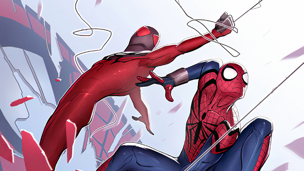 Spiderman And Spiderman 2099 Art Wallpaper
