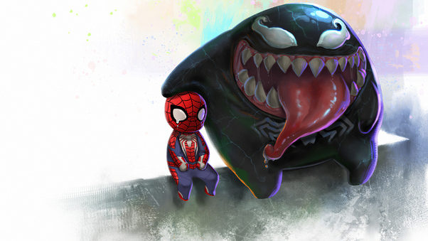 Spiderman And Venom 4k Chibi Wallpaper