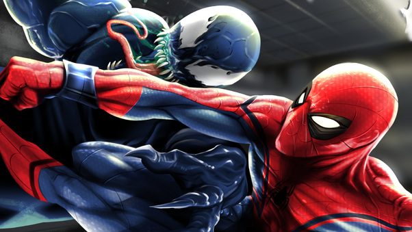Spiderman And Venom Art Wallpaper