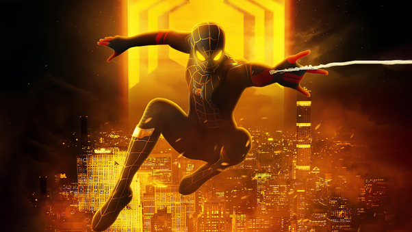 Spiderman Black And Gold Suit Look 5k Wallpaper