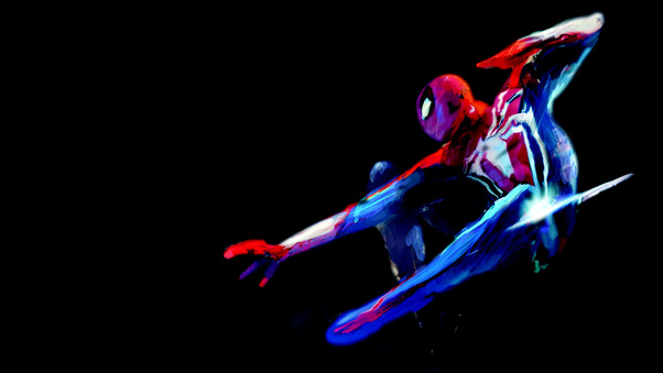 Spiderman Black Background Minimalism Wallpaper