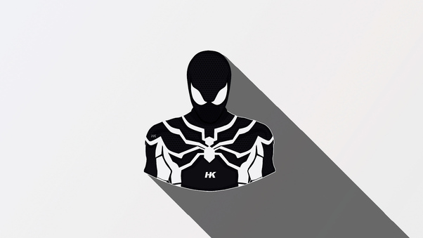 Spiderman Black Suit Minimal 8k Wallpaper