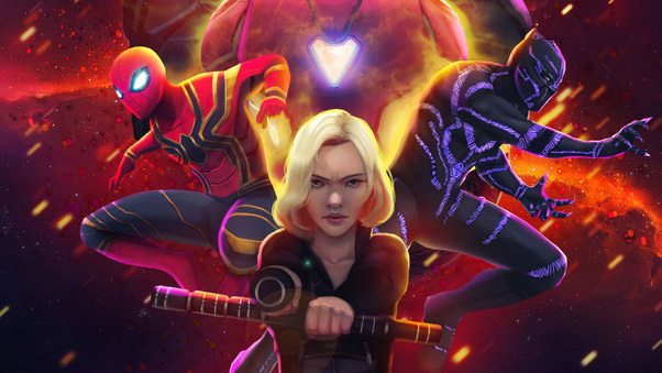 Spiderman Black Widow Black Panther In Avengers Infinity War Wallpaper
