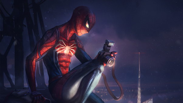Spiderman Clicking Pictures Art Wallpaper