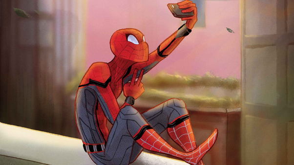 Spiderman Clicking Selfie Wallpaper