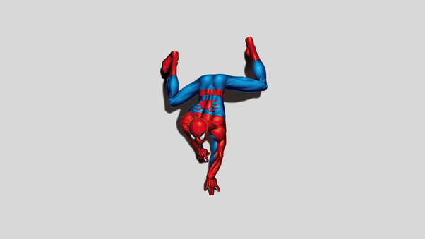 Spiderman Climbing Down Minimal 4k Wallpaper