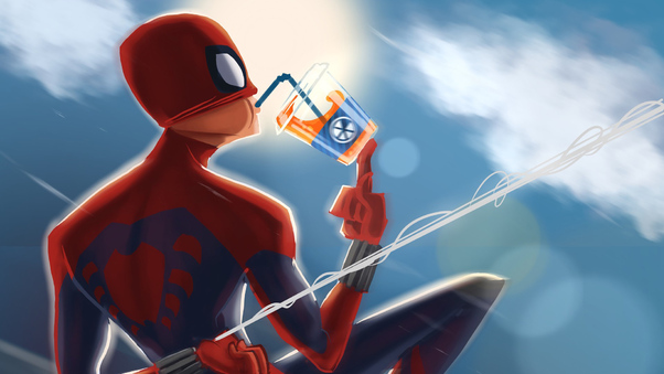 Spiderman Drinking Soda Wallpaper