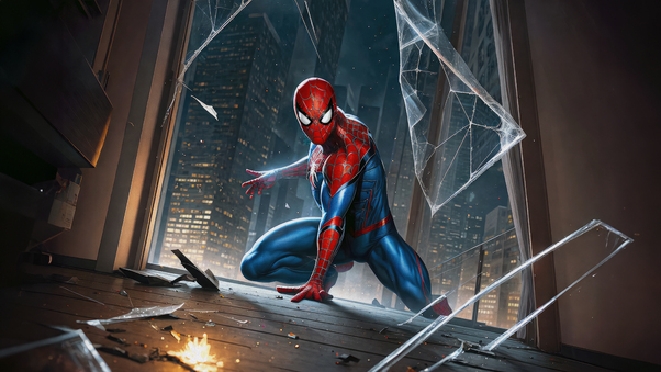 Spiderman Facing Danger With Courage Wallpaper