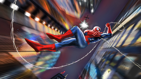 Spiderman Flying In The Sky Wallpaper