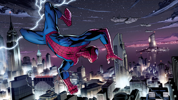Spiderman Hanging Around City 4k Wallpaper