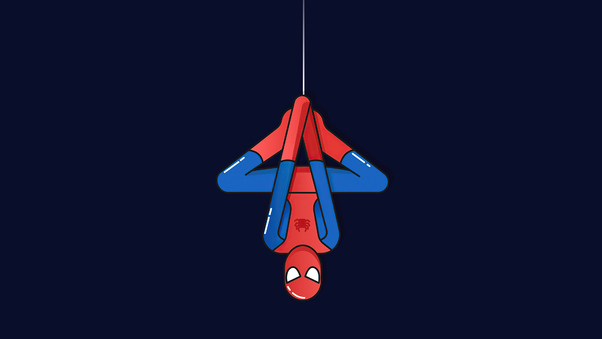 Spiderman Hanging Down Minimal 4k Wallpaper