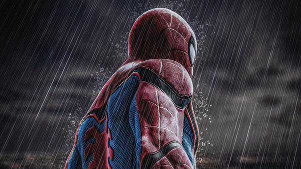 Spiderman In Rain 4k Wallpaper