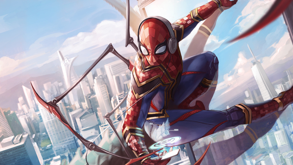 Spiderman Iron Suit Art 5k Wallpaper