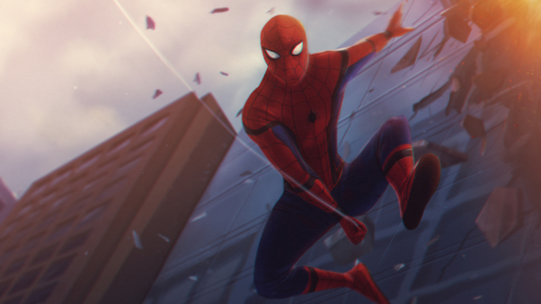 Spiderman Jumping One Way Wallpaper
