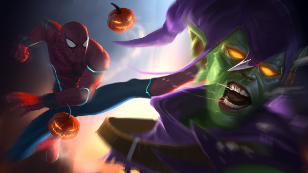 Spiderman Kicking Goblin Wallpaper