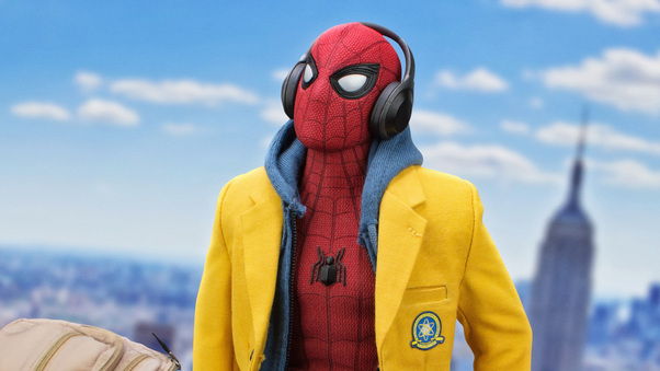 Spiderman Listening Music Wallpaper