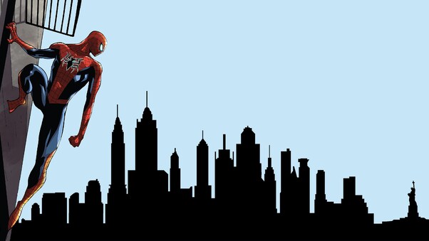 Spiderman Looking At City Wallpaper