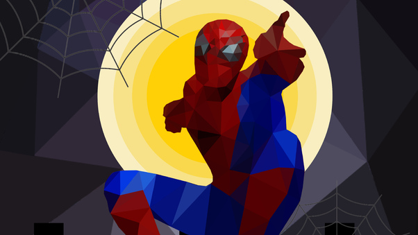 Spiderman Low Poly Art 5k Wallpaper