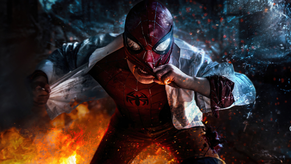 Spiderman Mask Off Fight Wallpaper