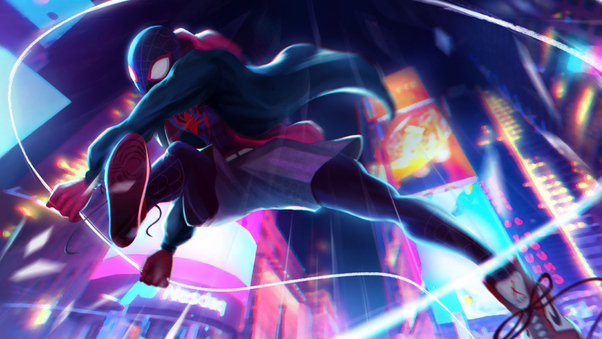Spiderman Miles Morales Jumping Wallpaper