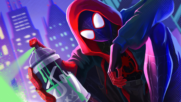 Spiderman Miles Morales With Spray Paint Wallpaper
