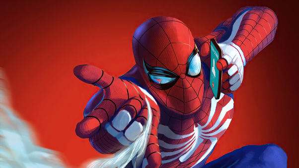 Spiderman On Phone 4k Wallpaper