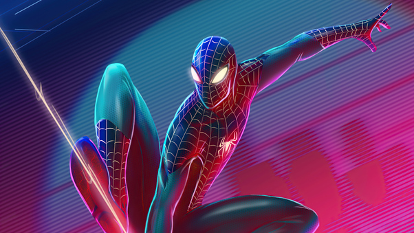 Spiderman Retrowave 5k Wallpaper